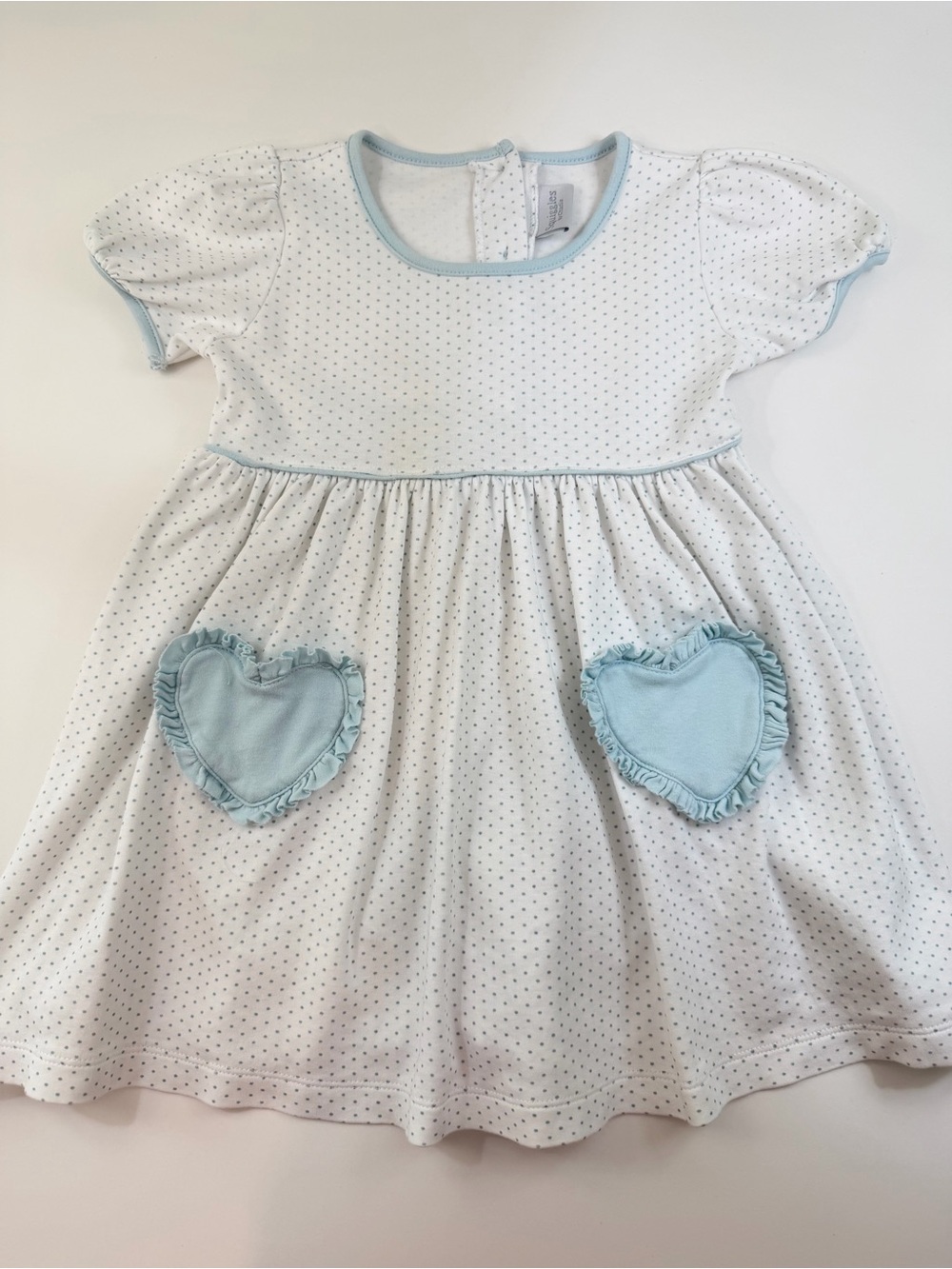 Squiggles Blue Heart Pockets Dot Dress 3T